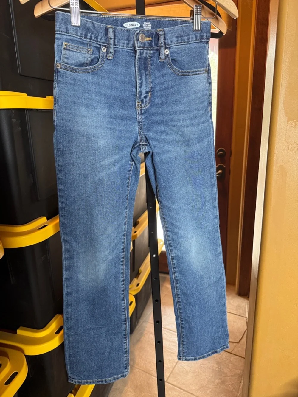 Old Navy Girls Slim Straight Jeans Sz 12 Med Wash Built-In Flex Adjustable Waist